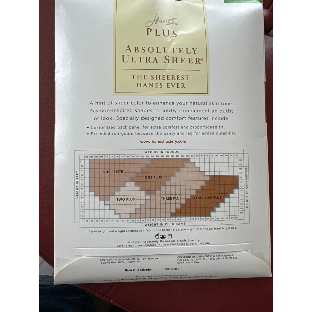 2 Hanes Plus Absolutely Ultra Sheer Pantyhose Jet/ Barely There/ Size 3P/NEW